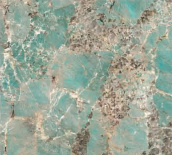 Amazonite swatch, turquoise ground with white and grey veins