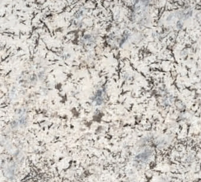 Blue Flower swatch, white ground with blue-grey and brown markings