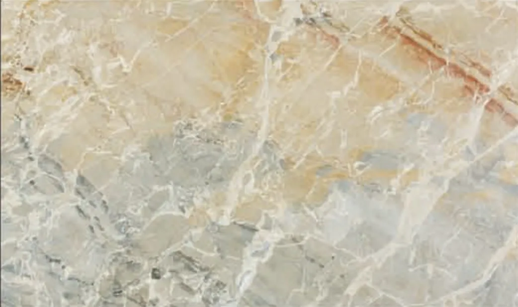 Breccia Blue slab, beige and blue-grey breccia with gold and rust veins