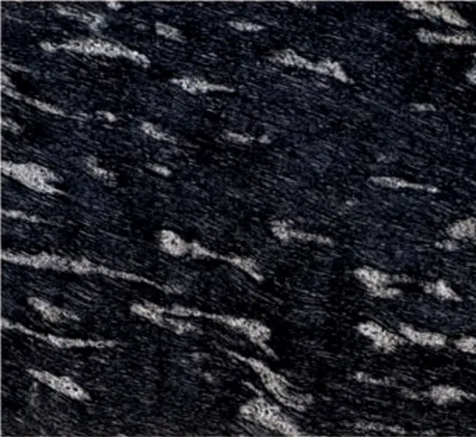 Fish Black swatch, black ground with white fish-shaped streaks