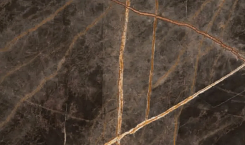 Fusion Brown slab, brown ground with bold gold veins
