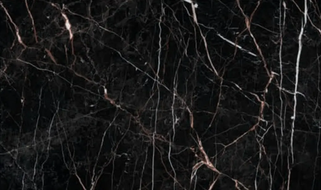Golden Black slab, black ground with fine white and rose veins