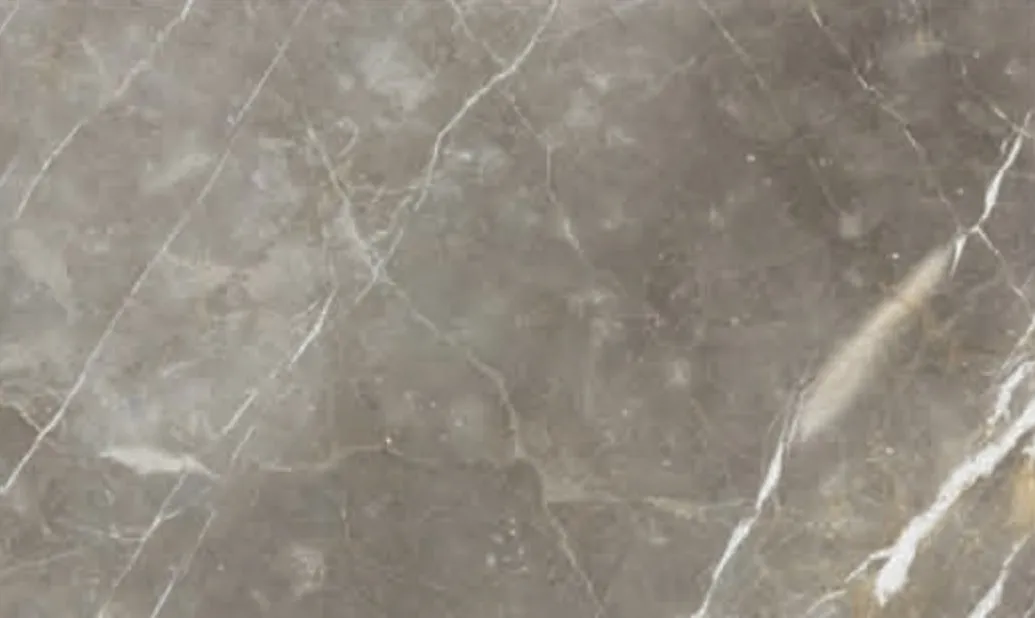 Grey Fleury (Fior di Bosco) slab, warm grey ground with white and gold veins