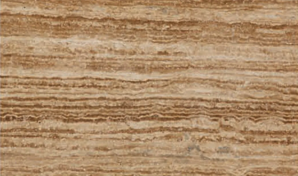 Noce Travertine swatch, walnut-brown linear bands
