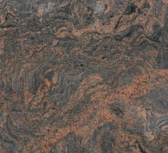 Paradiso Bash swatch, brown, grey and rust swirling waves