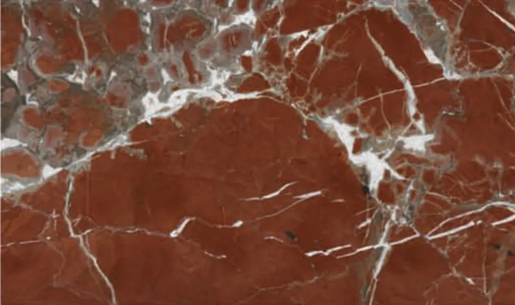 Red Chigen slab, deep red ground with white and grey veins