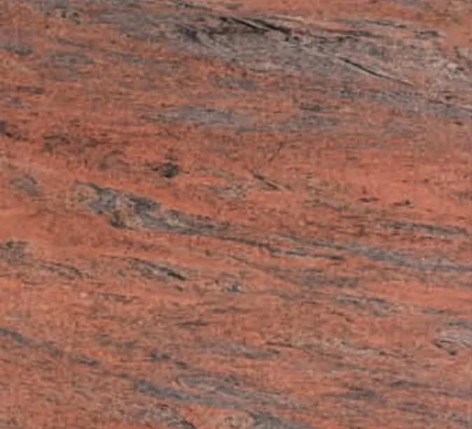 Red Multicolour swatch, red ground with dark flowing bands