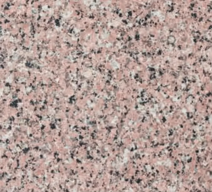 Rosy Pink swatch, pink ground with grey and black crystals