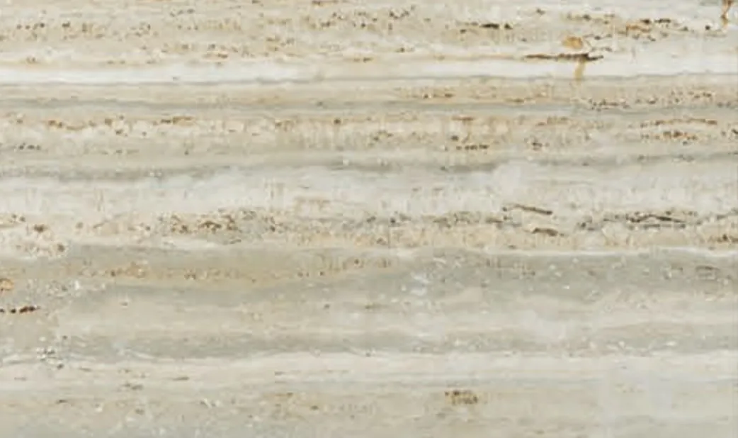 Silver Travertine slab, grey and beige linear bands with natural pores